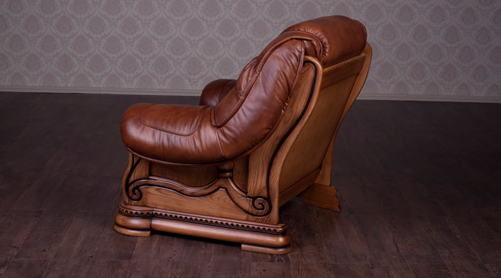 Кожаное кресло Гризли лайт коричневое - 4