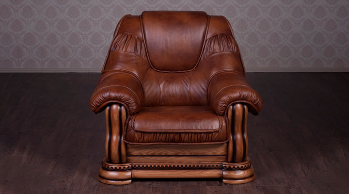 Кожаное кресло Гризли лайт коричневое