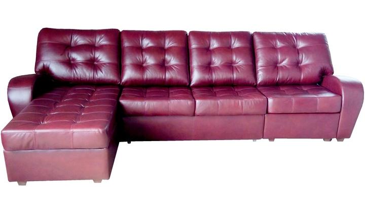 Кожаный/экокожа диван реклайнер Винс с оттоманкой 