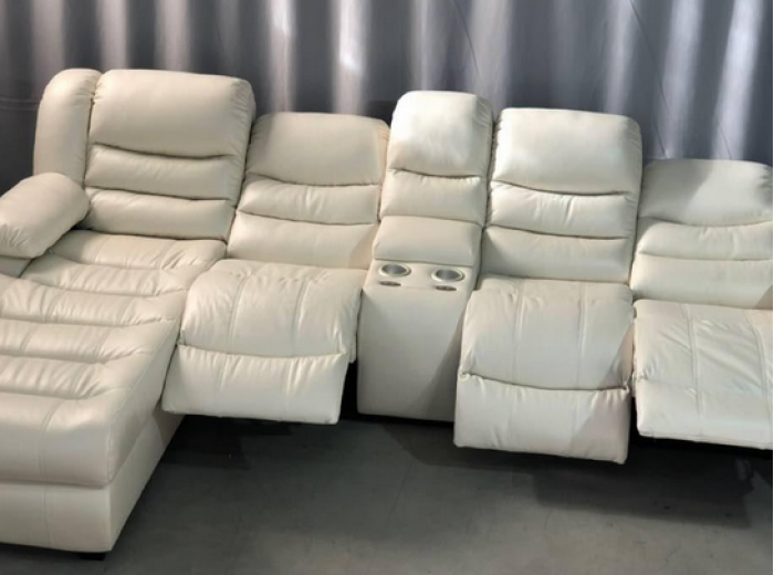 Шкіряний тримісний диван Манхеттен з 3 реклайнерами